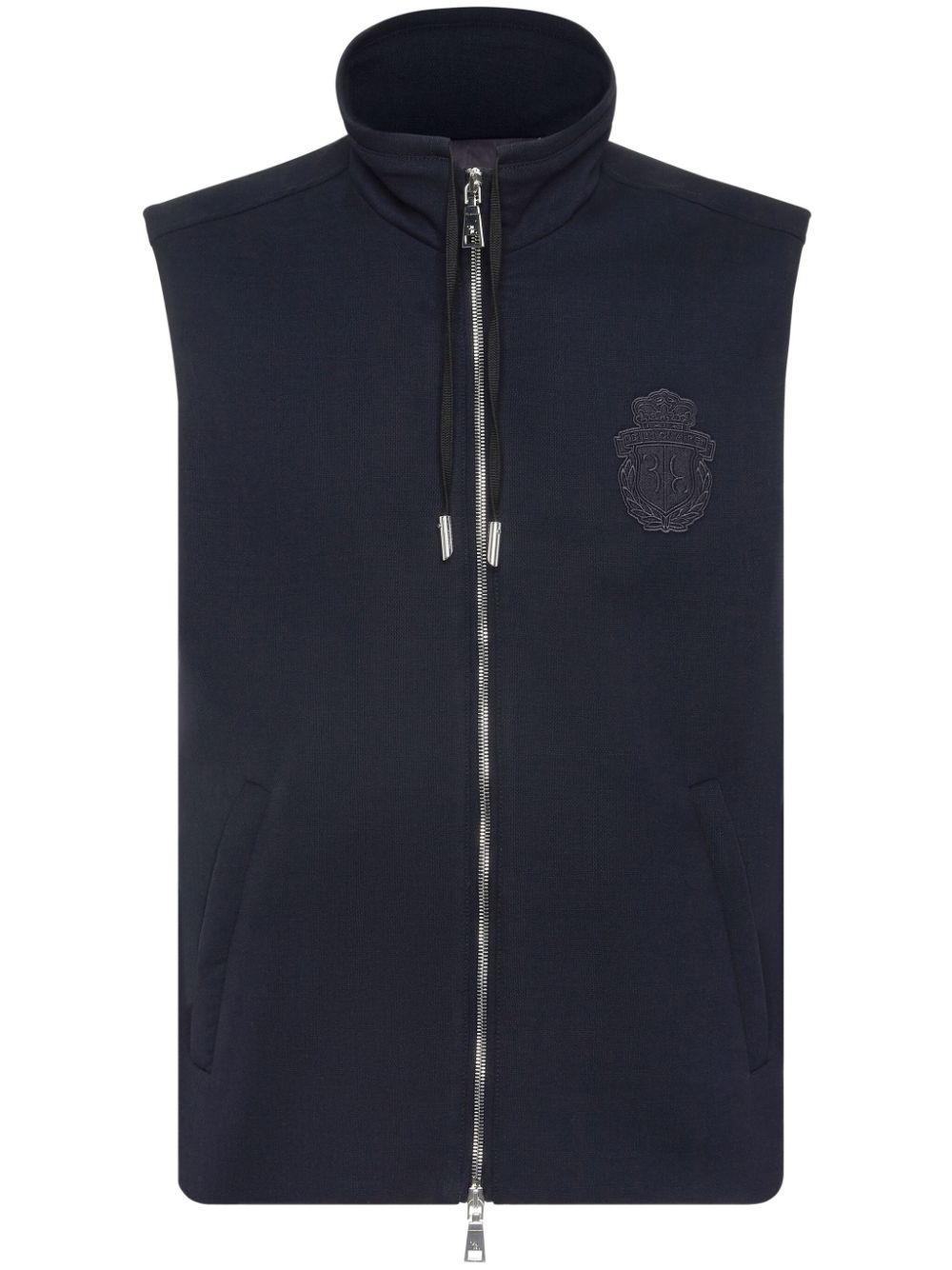 Logo-appliqué wool gilet - Blue