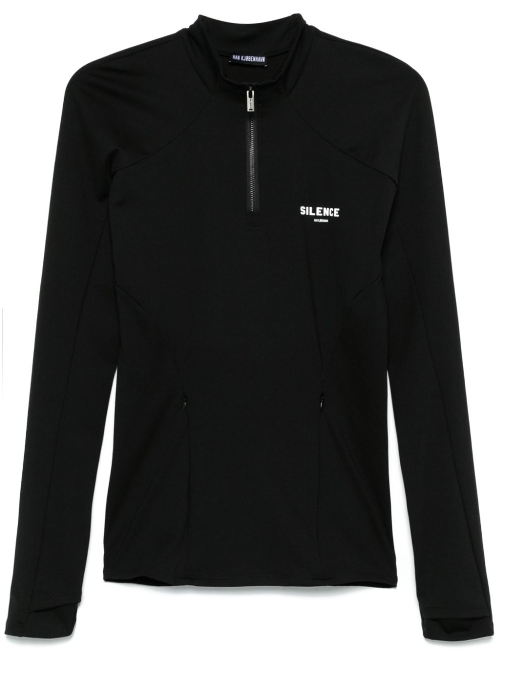 Technical zip-up T-shirt - Black