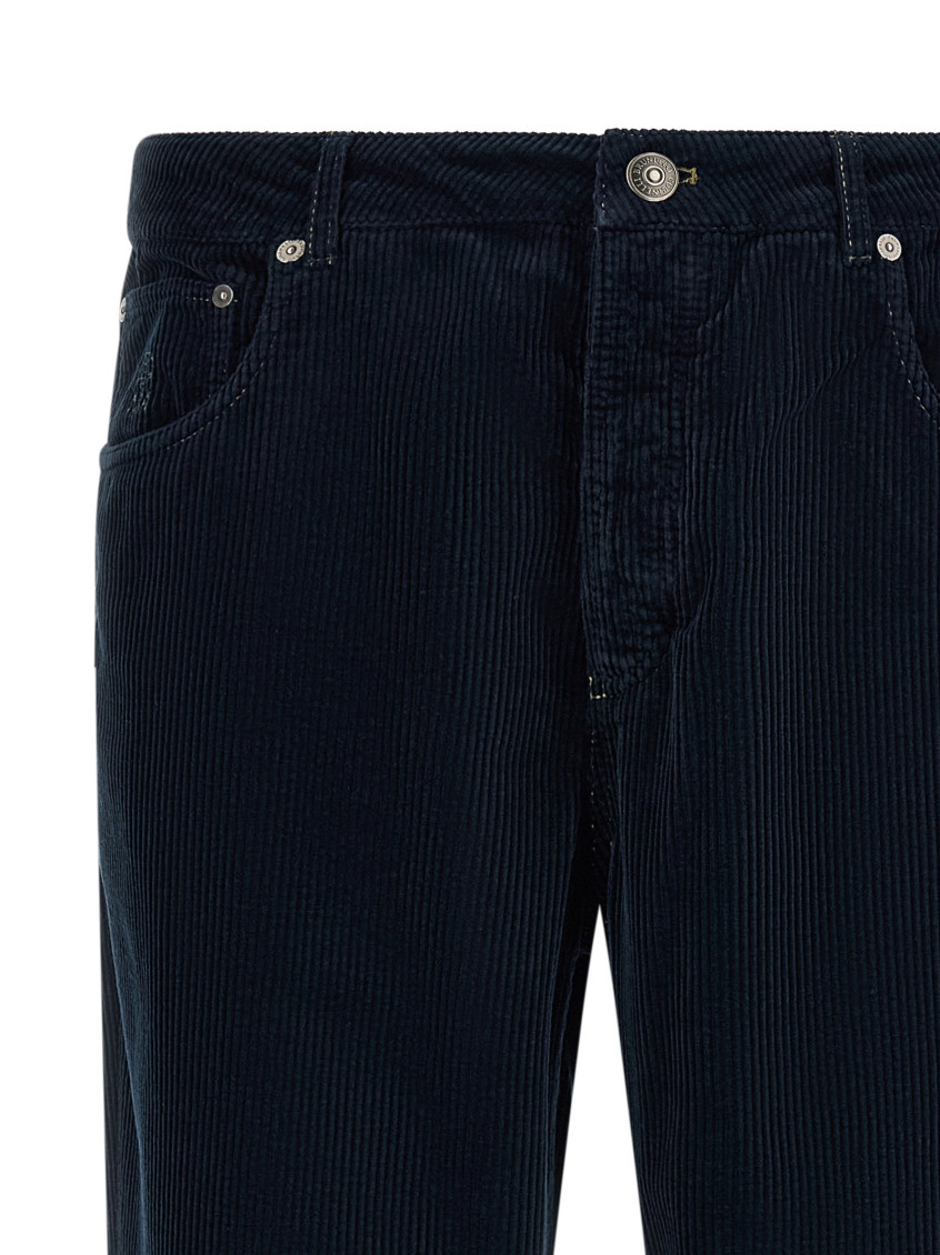 Blue Straight Flat Front Pants