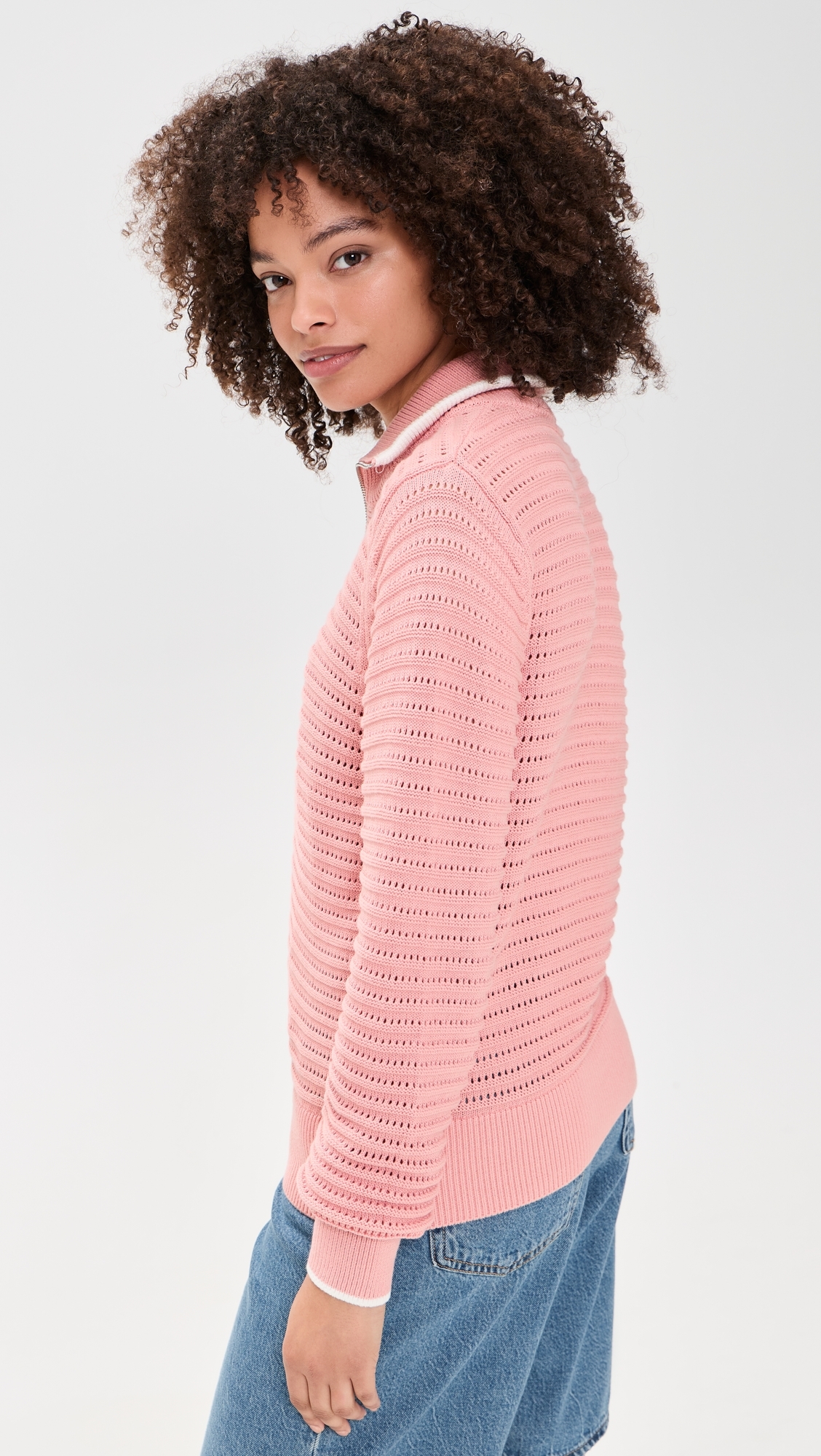 Morwenna Half Zip Knit Pullover Mellow Rose