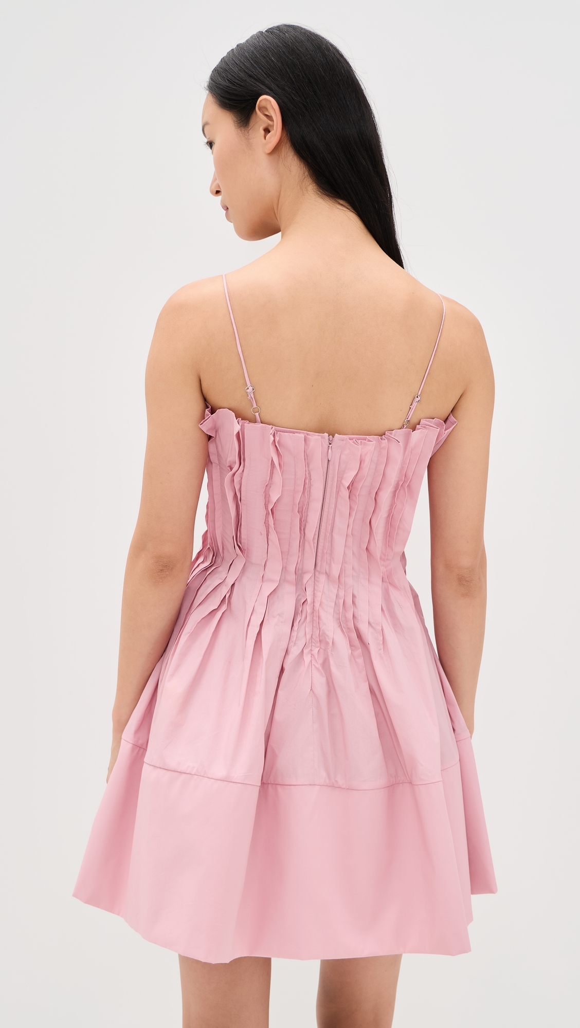 Cinched Pleated Mini Dress Pink