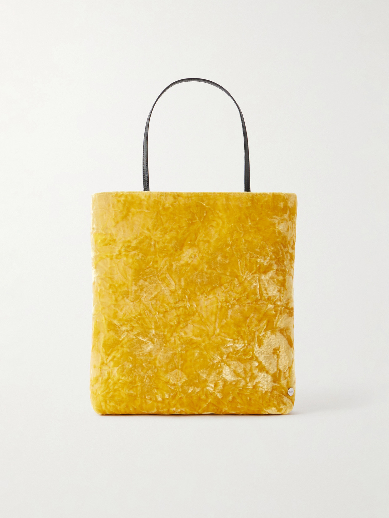 Thea Leather-trimmed Crushed-velvet Tote - Yellow