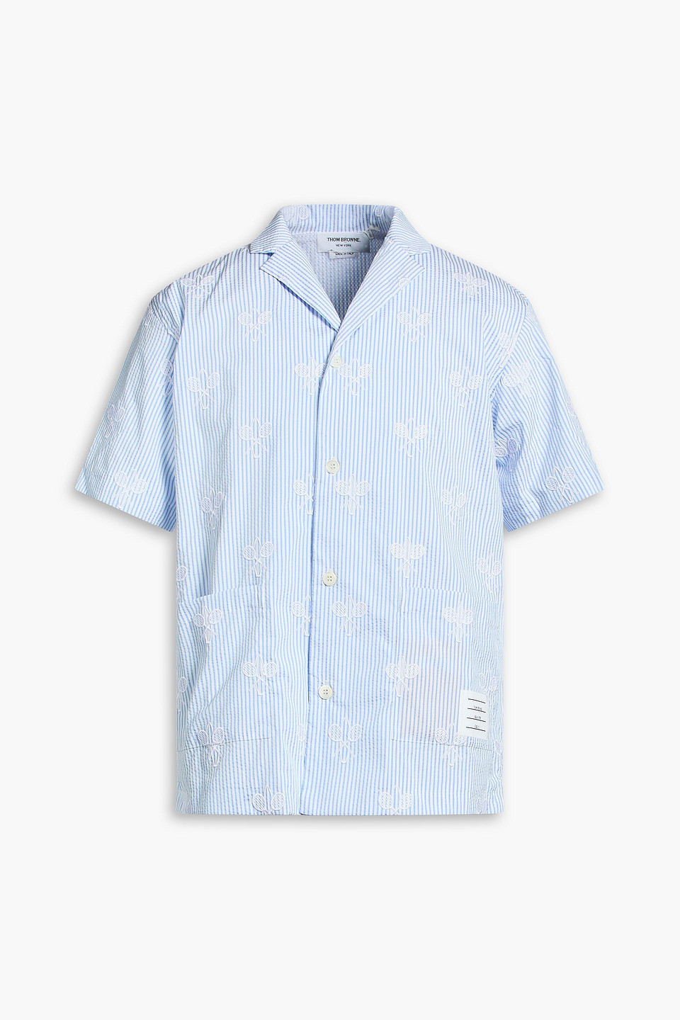 Embroidered striped seersucker shirt - Blue - 3