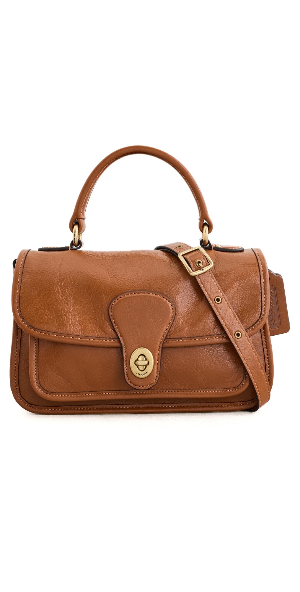 Glazed Grain Leather Metropolitan Bag 24 Amber Brown One Size