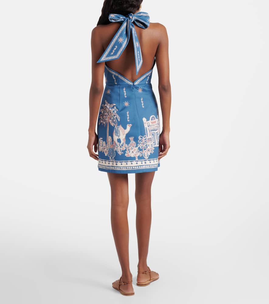 Alémais Acacia printed halterneck cotton minidress