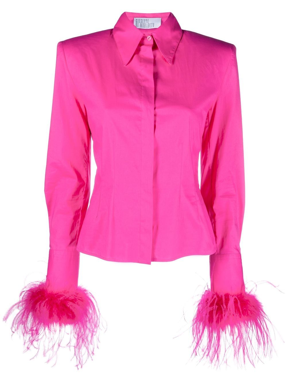 Feather-trim detail shirt - Pink
