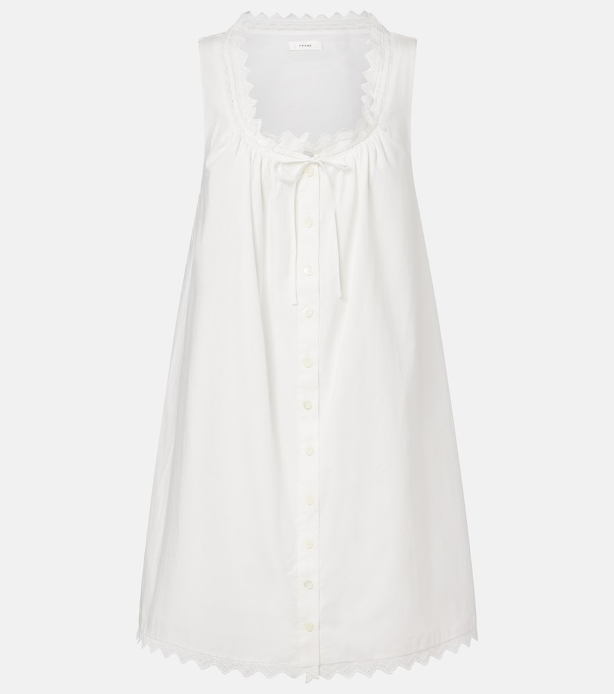 Scalloped cotton poplin shirt dress