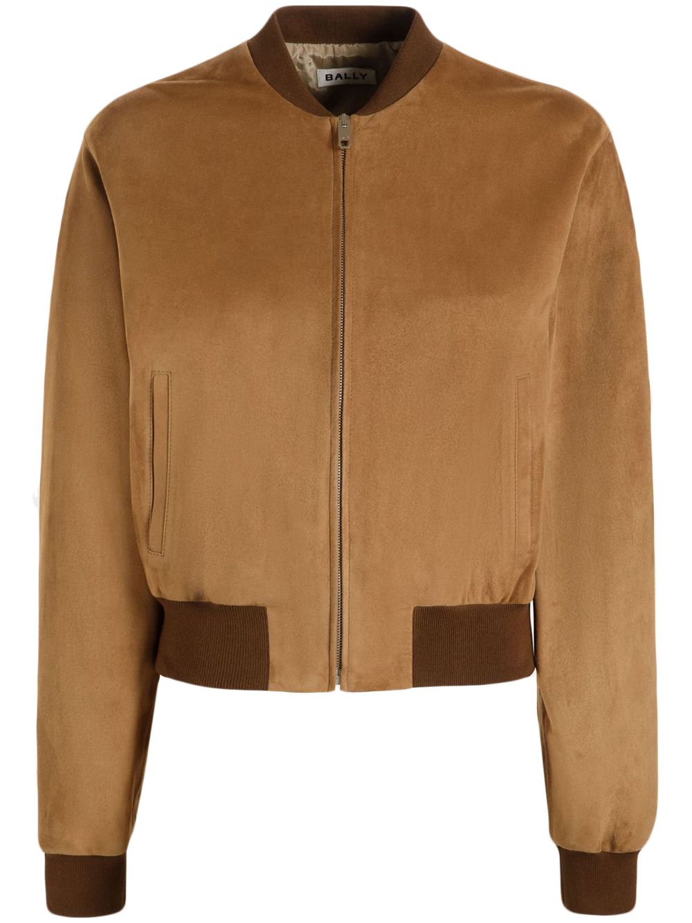 Zip-fastened suede bomber jacket - Brown