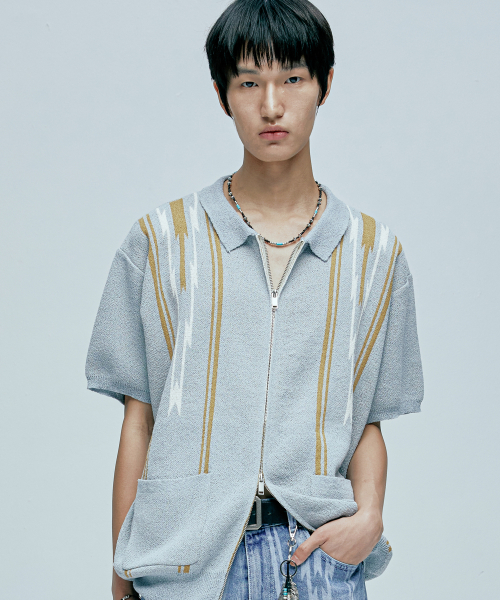 Navajo boucle knit cardigan canal blue 