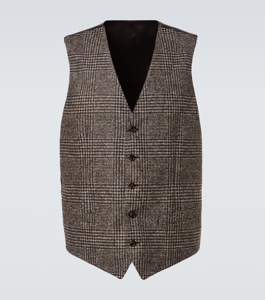 Checked single-breasted vest