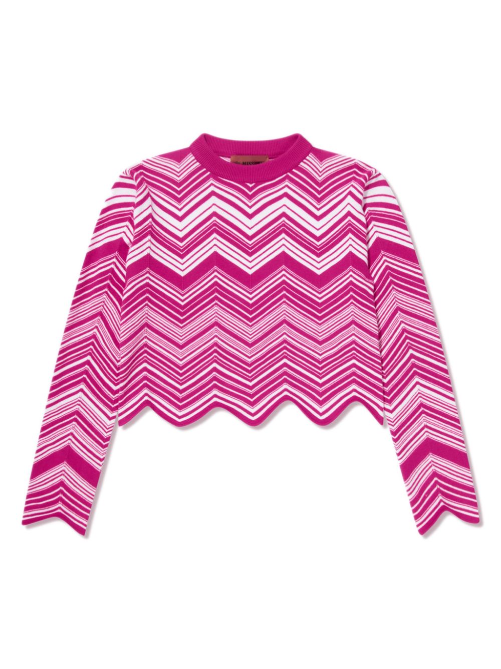 Knitted zigzag cropped jumper - Pink