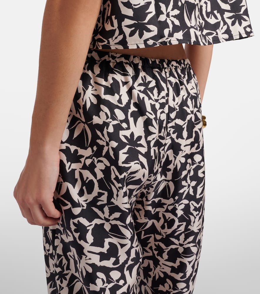 Loreto printed silk twill wide-leg pants