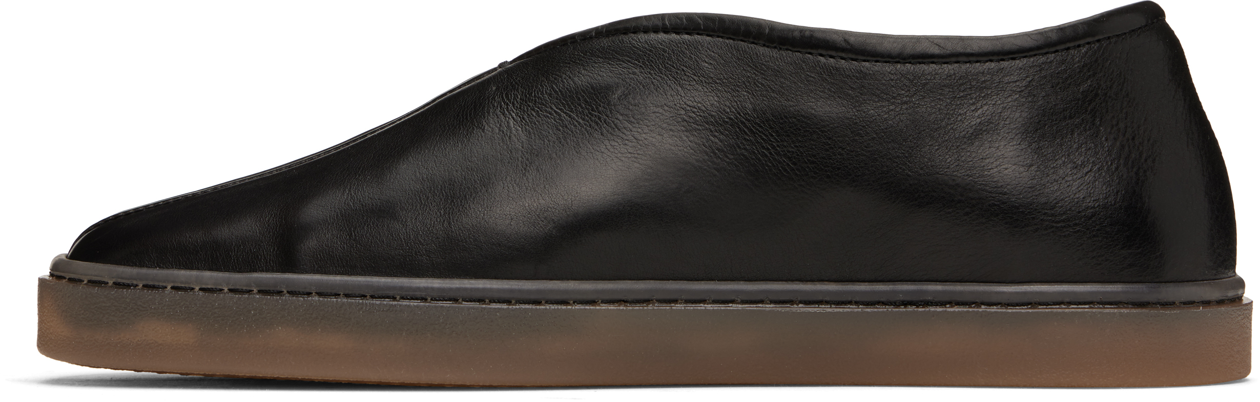 LEMAIRE Black Linoleum Piped Loafers