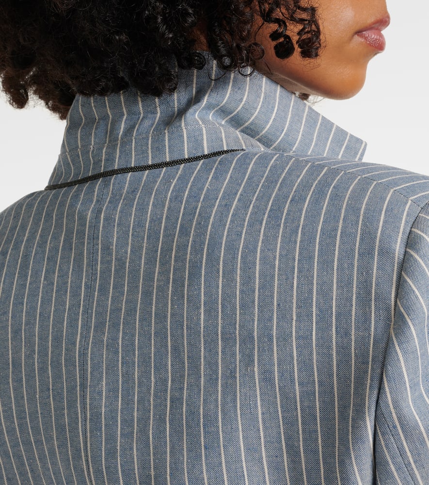 Pinstripe linen, cotton, and hemp blazer
