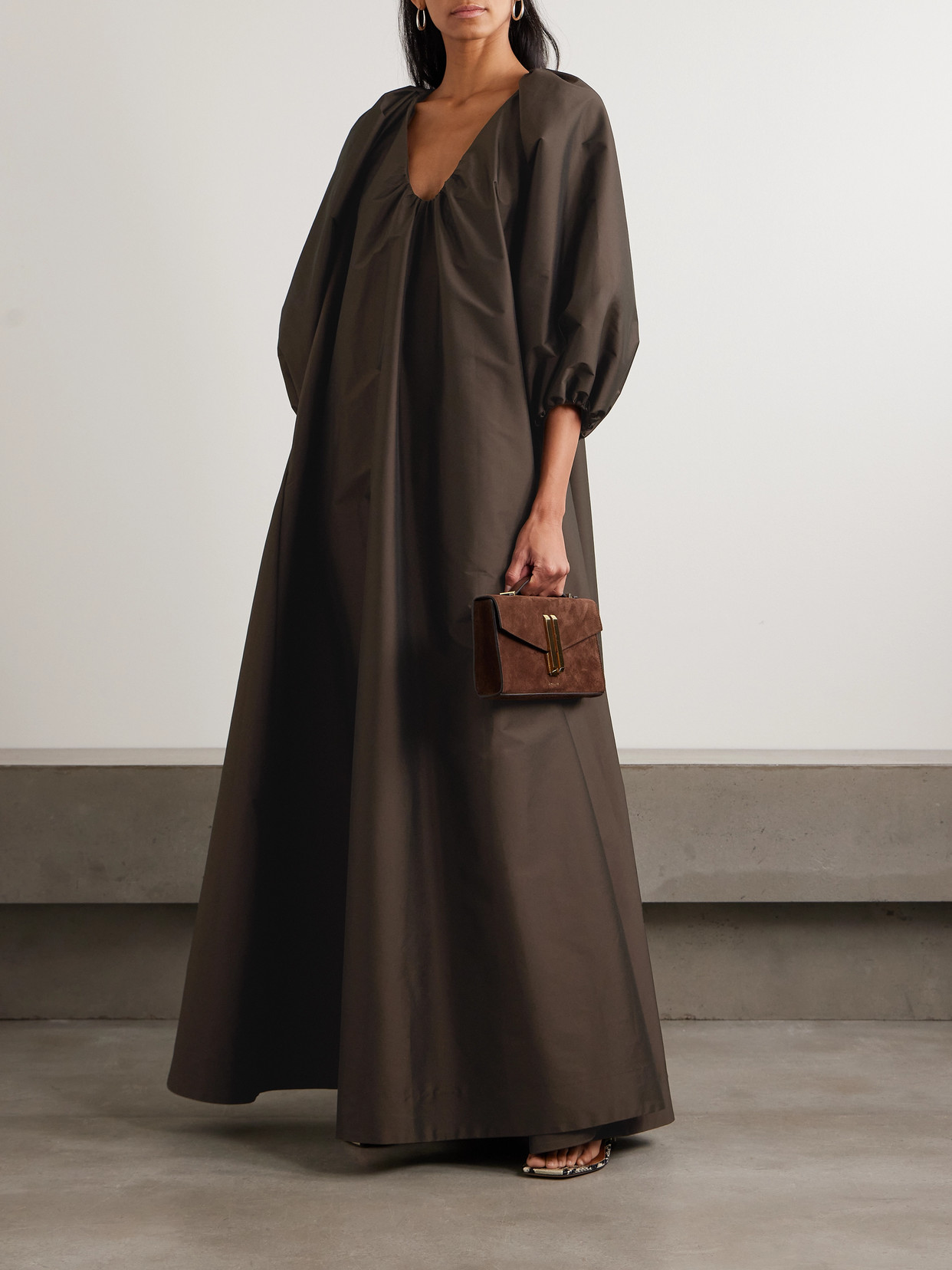 George Gathered Taffeta Gown - Brown