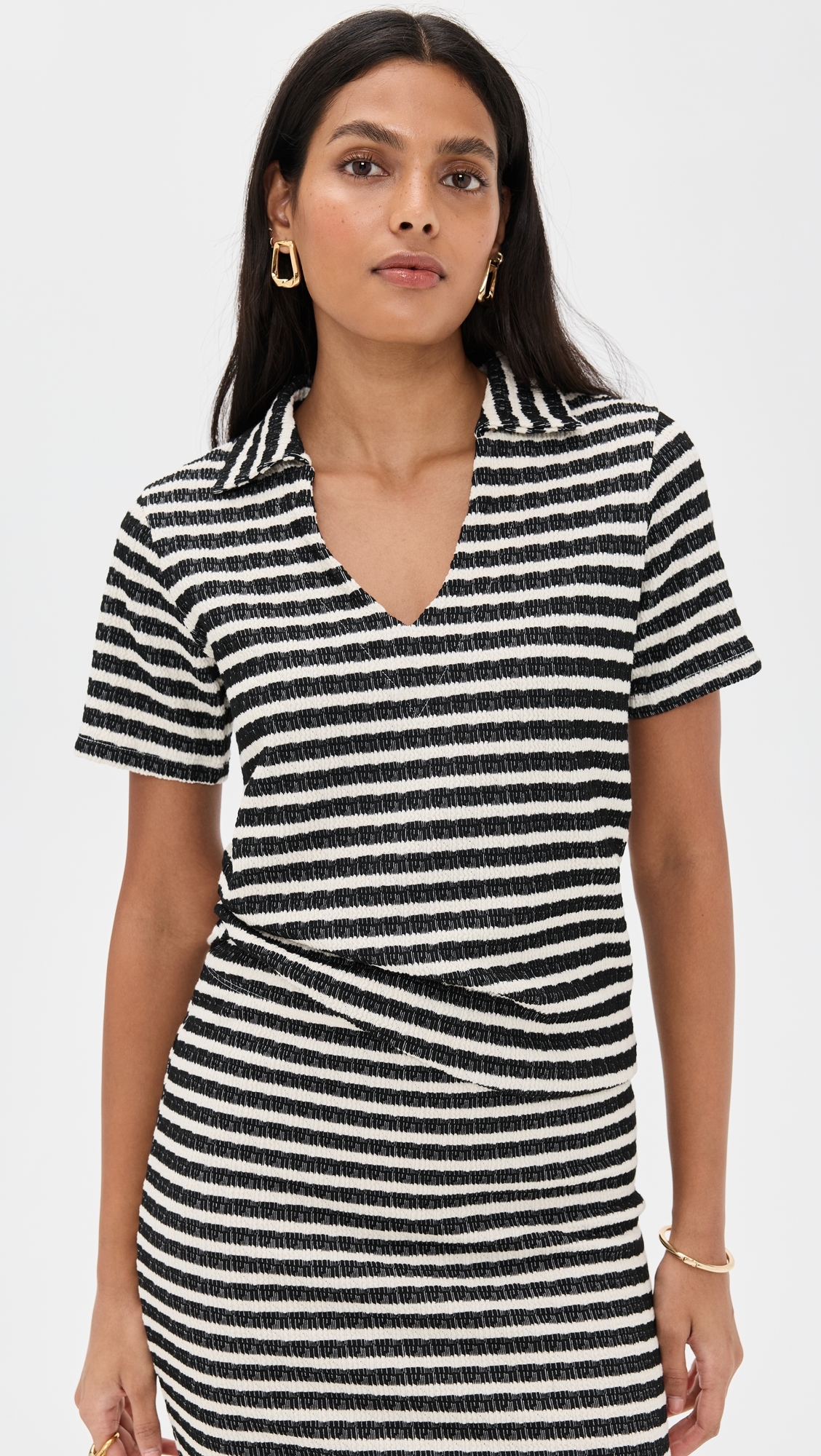 Mila Polo Top Black Stripe