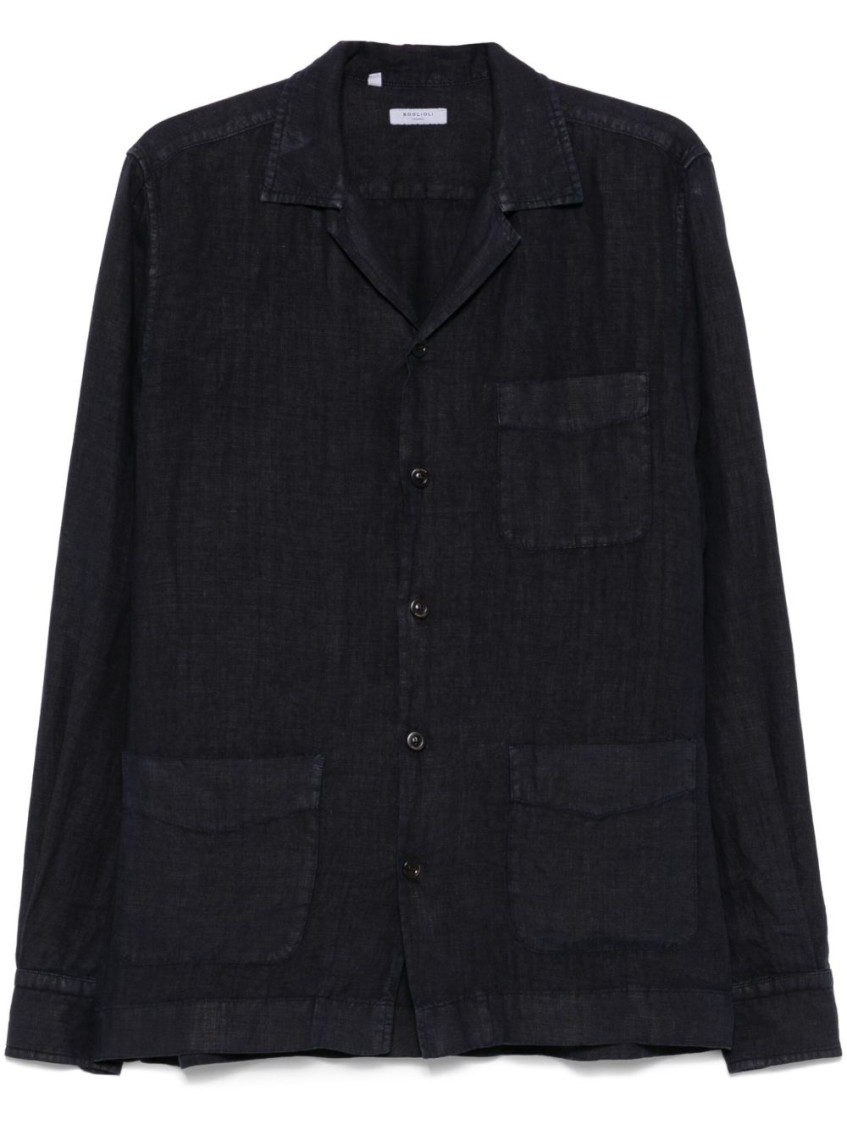 Navy Blue Long Sleeve Overshirt