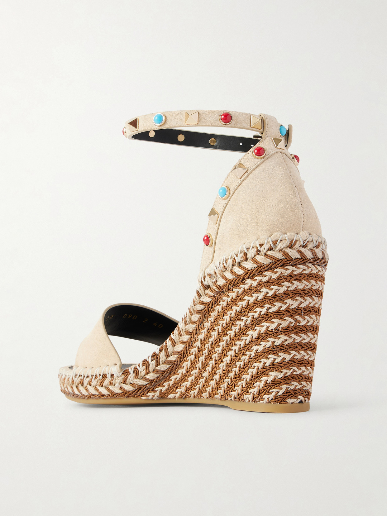Rockstud 105 Bead-embellished Suede Espadrille Wedge Sandals - Brown