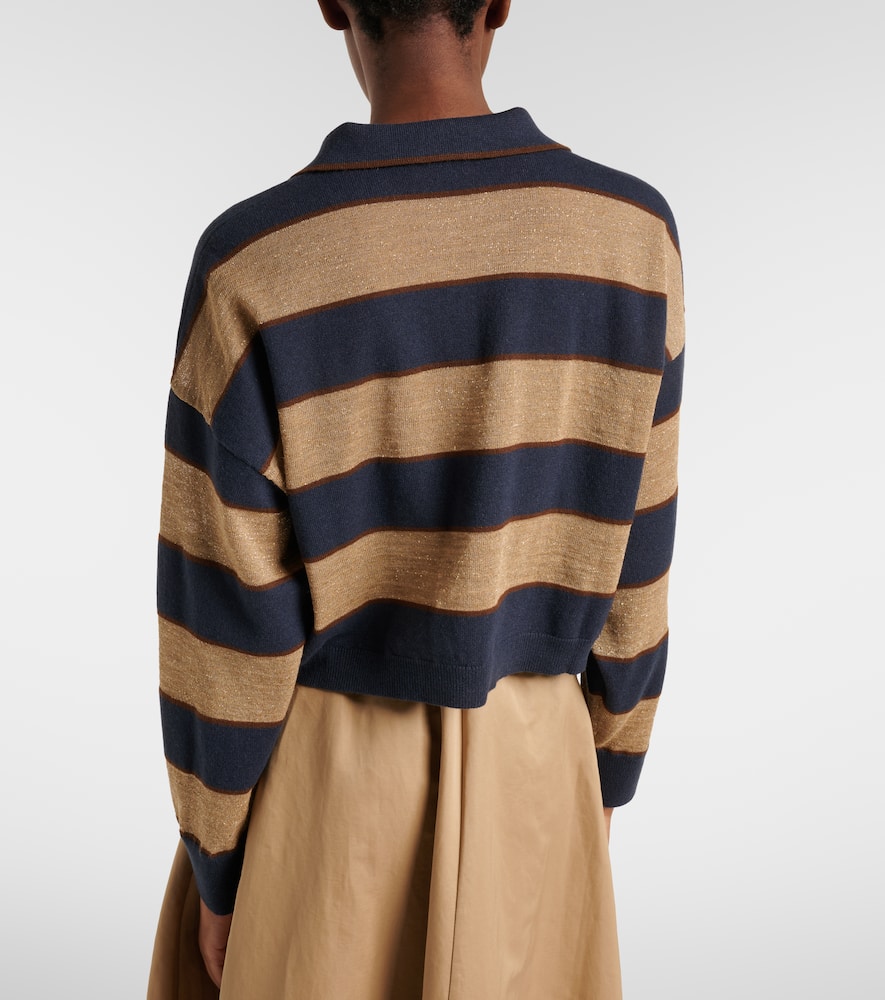 Wool, cashmere, and silk polo sweater