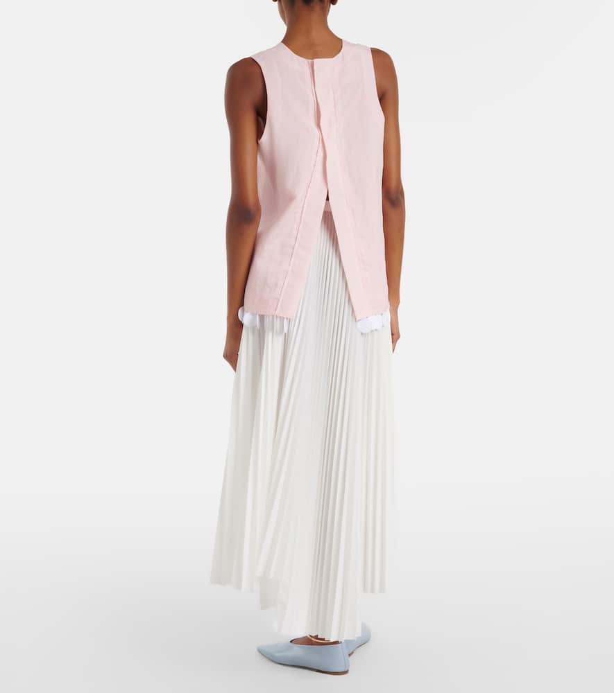 Plissé asymmetric muslin maxi skirt