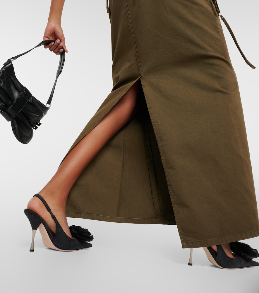 Denim cargo maxi skirt