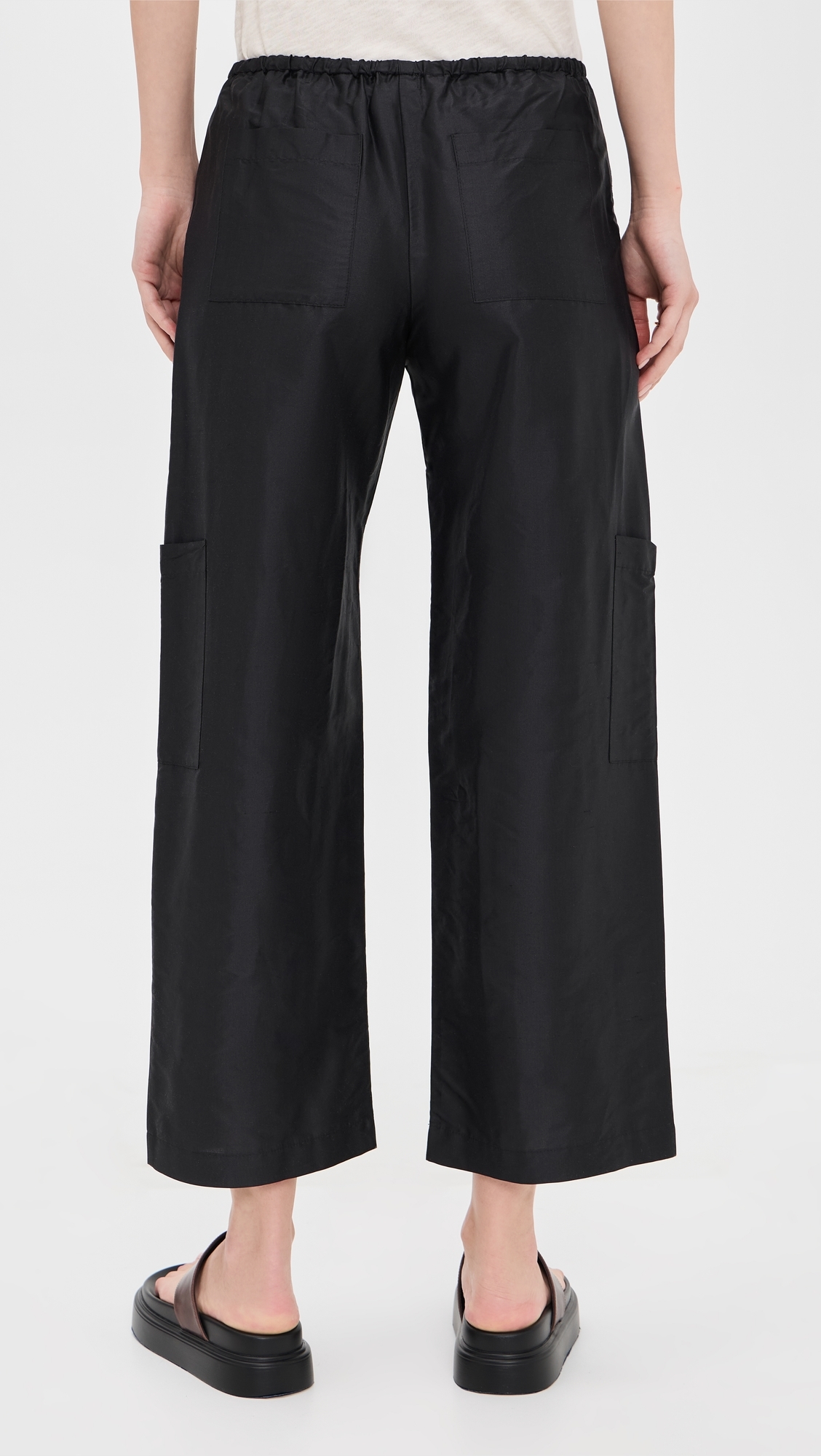 The Silk Taffeta Drawstring Cargo Pants Jet