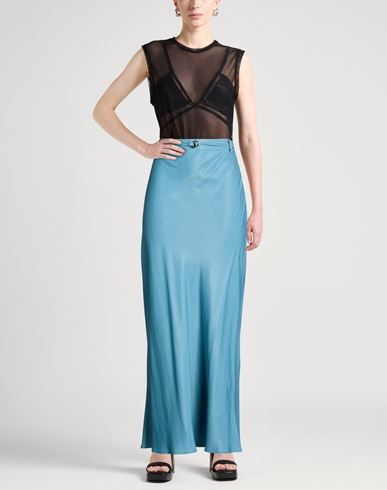 Woman Maxi skirt Azure Size 6 Rayon, Viscose, Linen