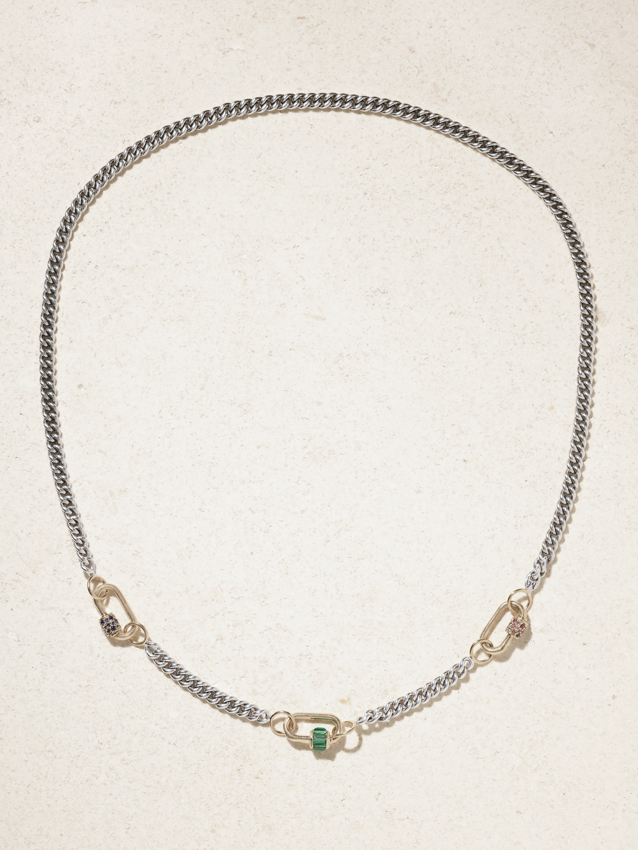 Babylock Sterling Silver And 14-karat Gold, Emerald And Sapphire Necklace - One size