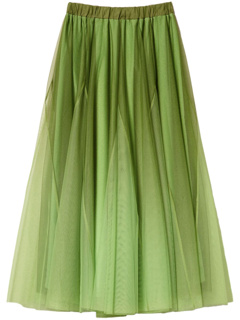 Fadeout-printed tulle skirt - Green