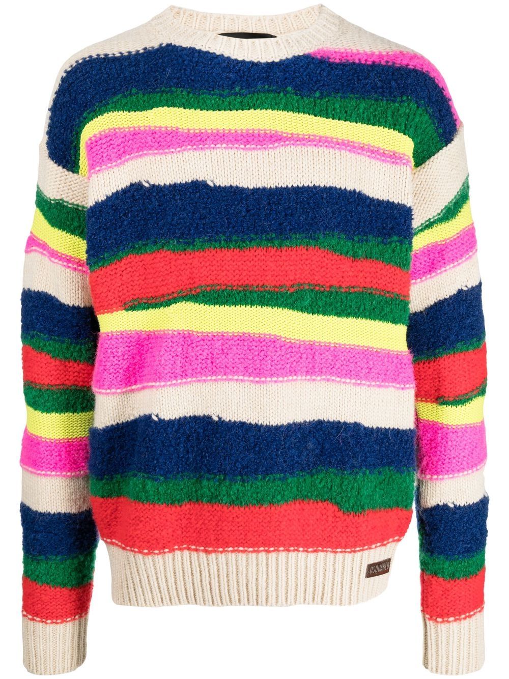 Striped crew neck jumper - Neutrals