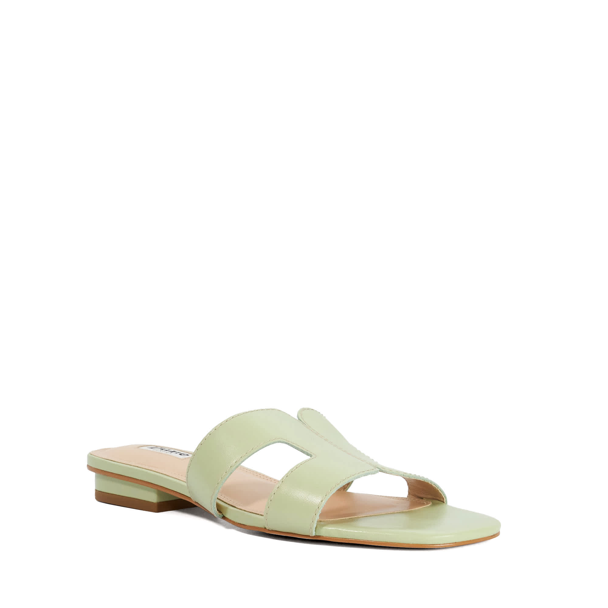 Dune London Womens Ladies Wf Loupe - Wide Fit Smart Slider Sandals - Green Leather