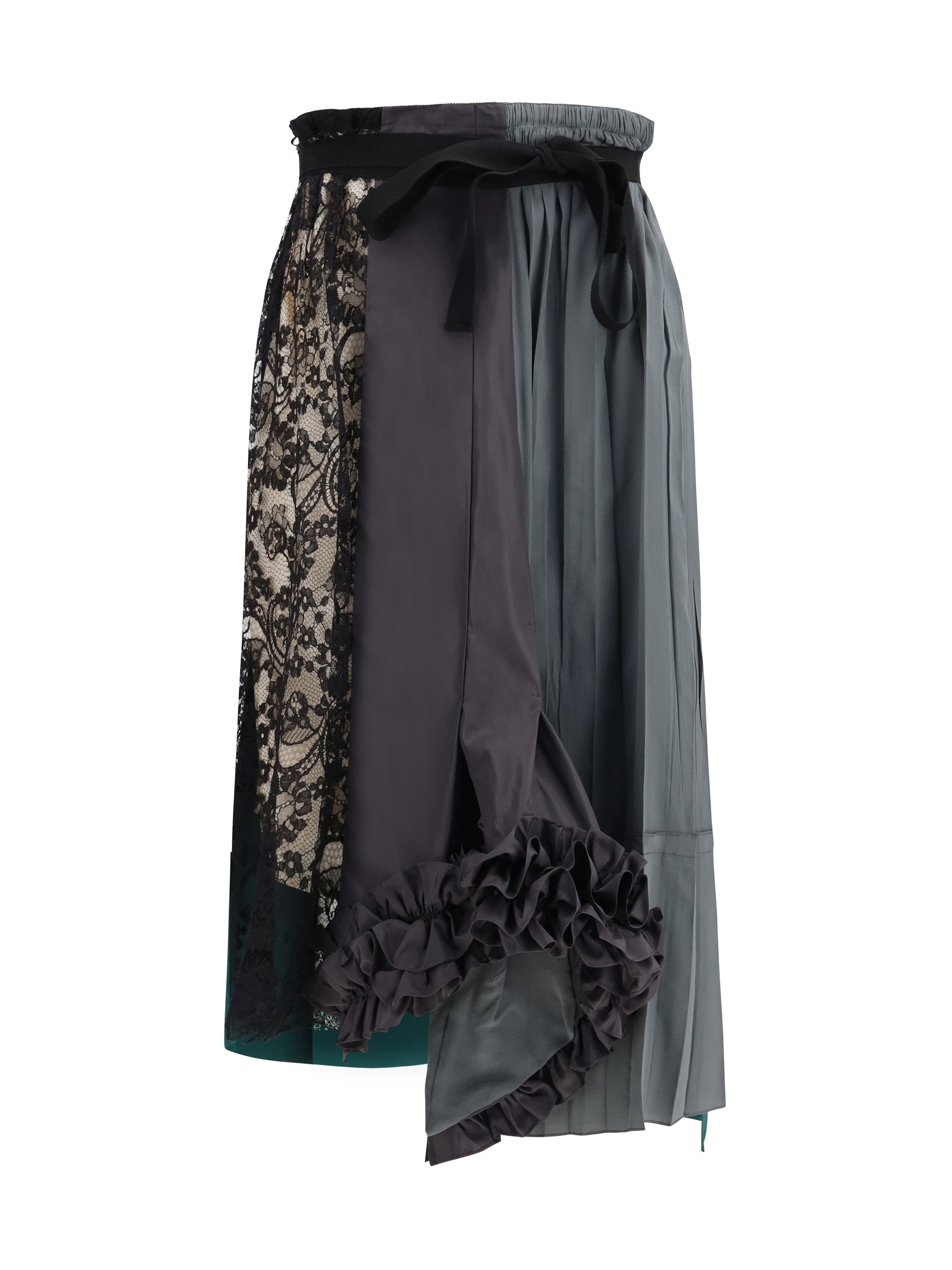 Patchwork Midi Skirt — Gray