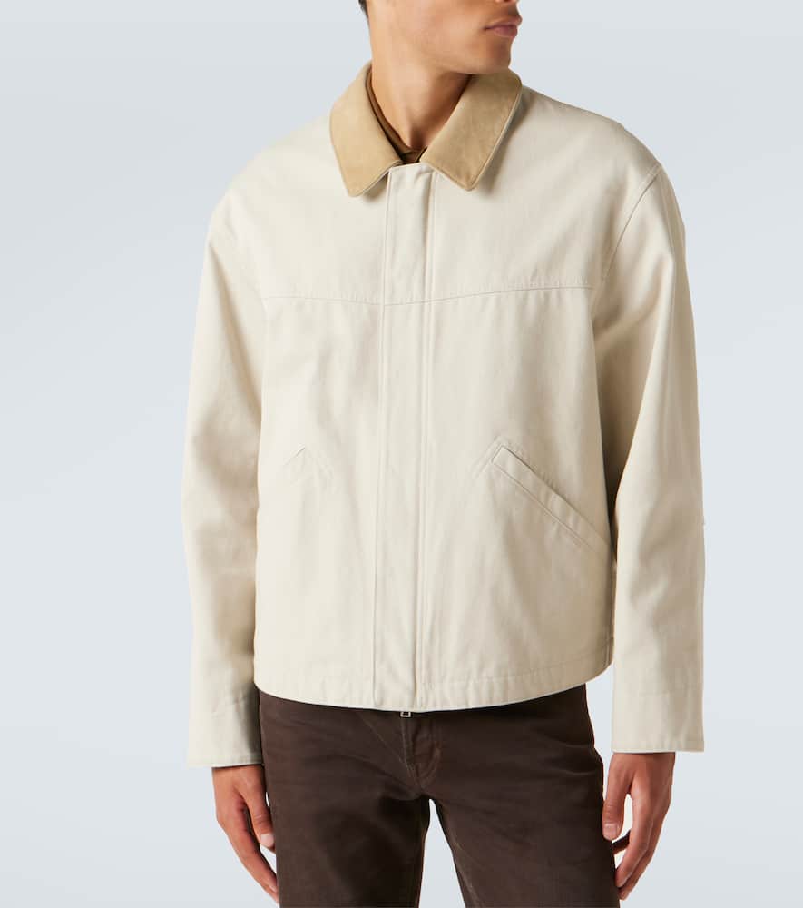 Suede-trimmed cotton canvas jacket