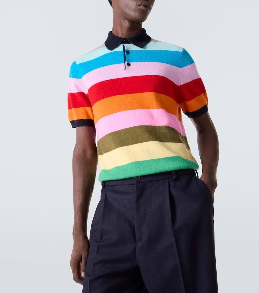Striped cashmere polo sweater
