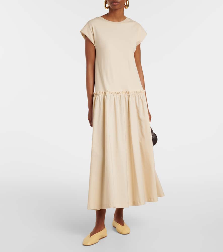 Cotton poplin jersey maxi dress