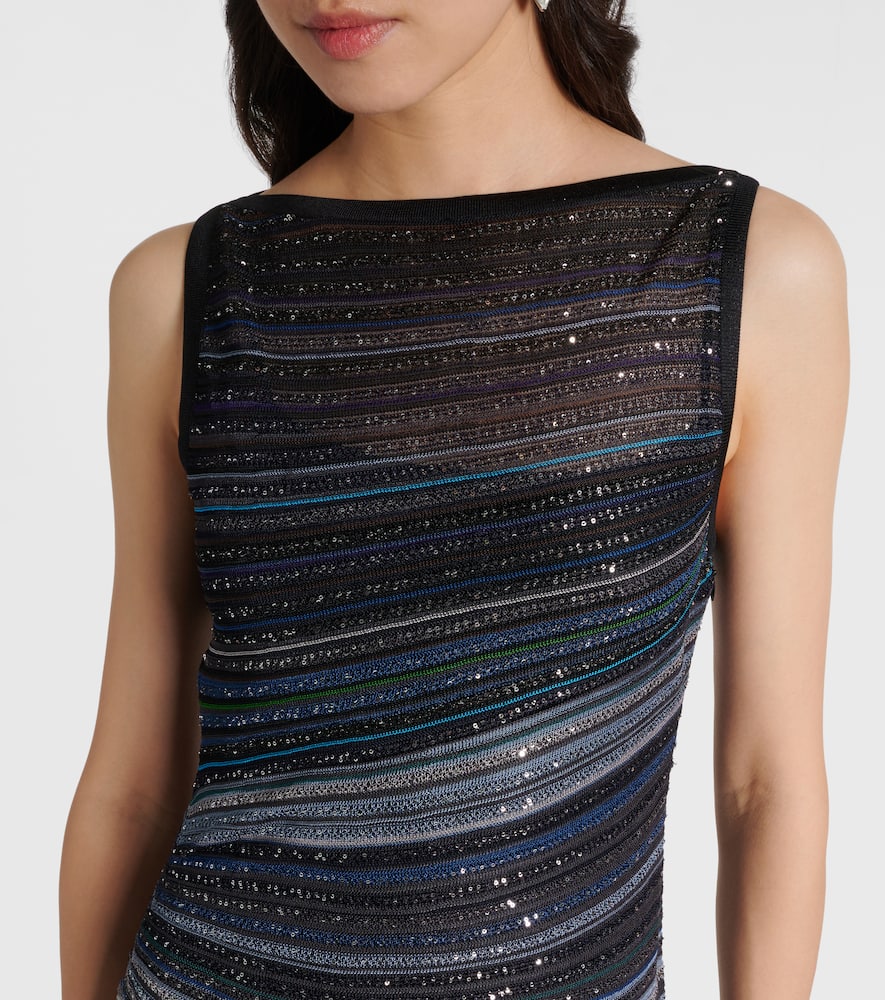 Sequined striped lamé maxi dress