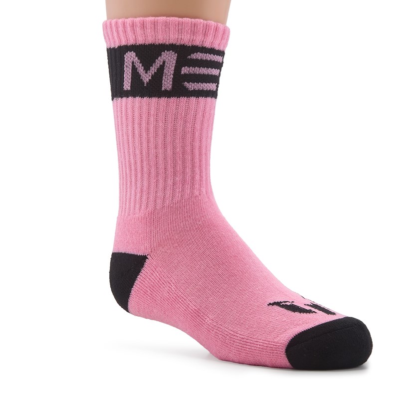 Kids' 6 Pack Youth Medium Half Cushioned Crew Socks (Black/Pink Assorted)