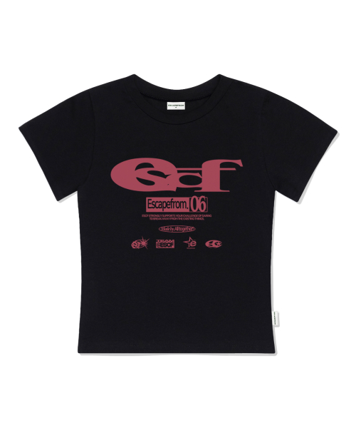 ESCF Logo Collage Print Slim Fit Short Sleeve Tee Black