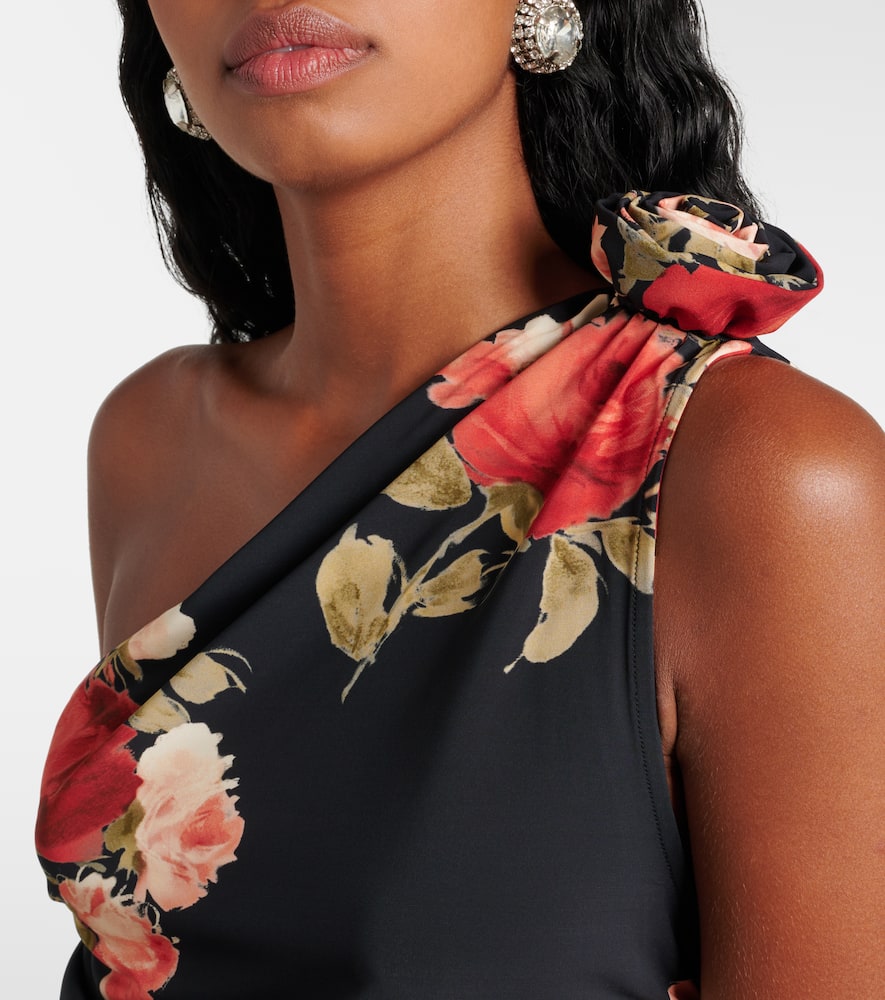 Floral ruched one-shoulder top