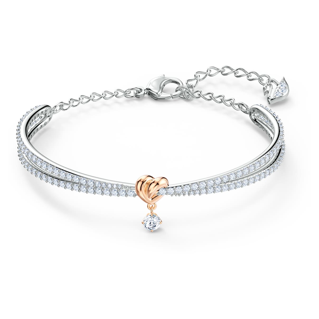 Lifelong Heart bangle, Heart, White, Mixed metal finish