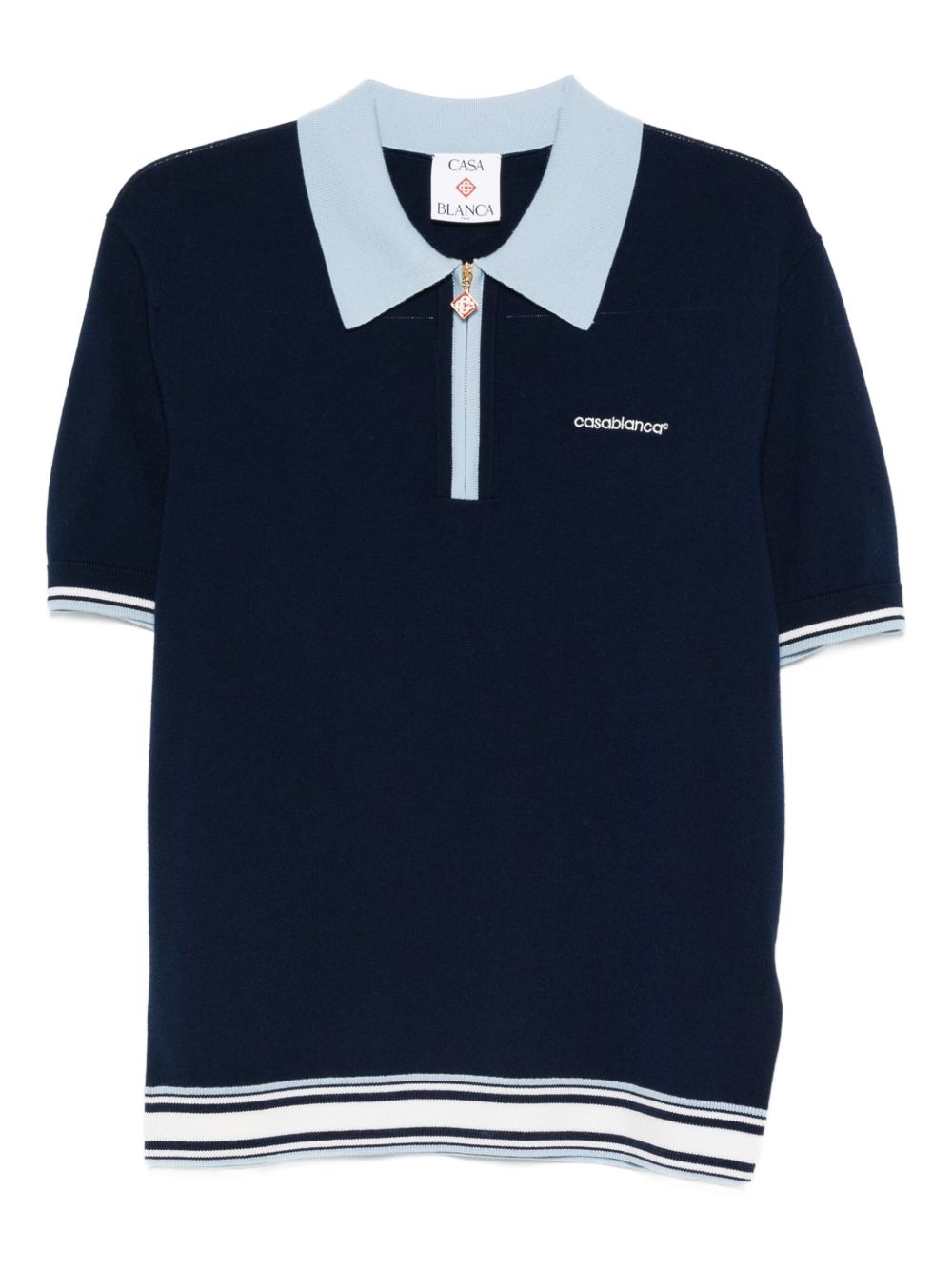 Zip-front polo shirt - Blue