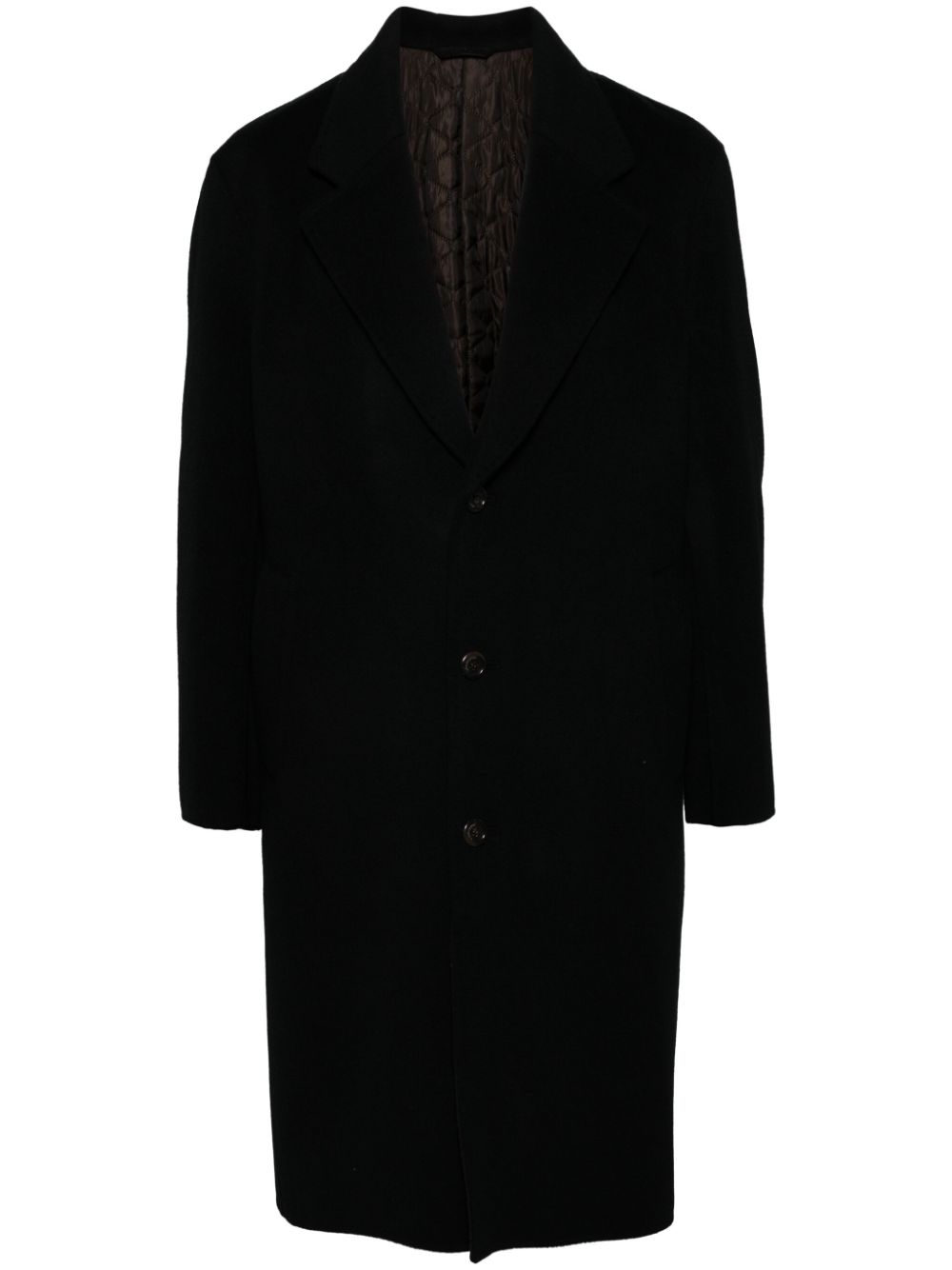 Wool-blend single-breasted coat - Black