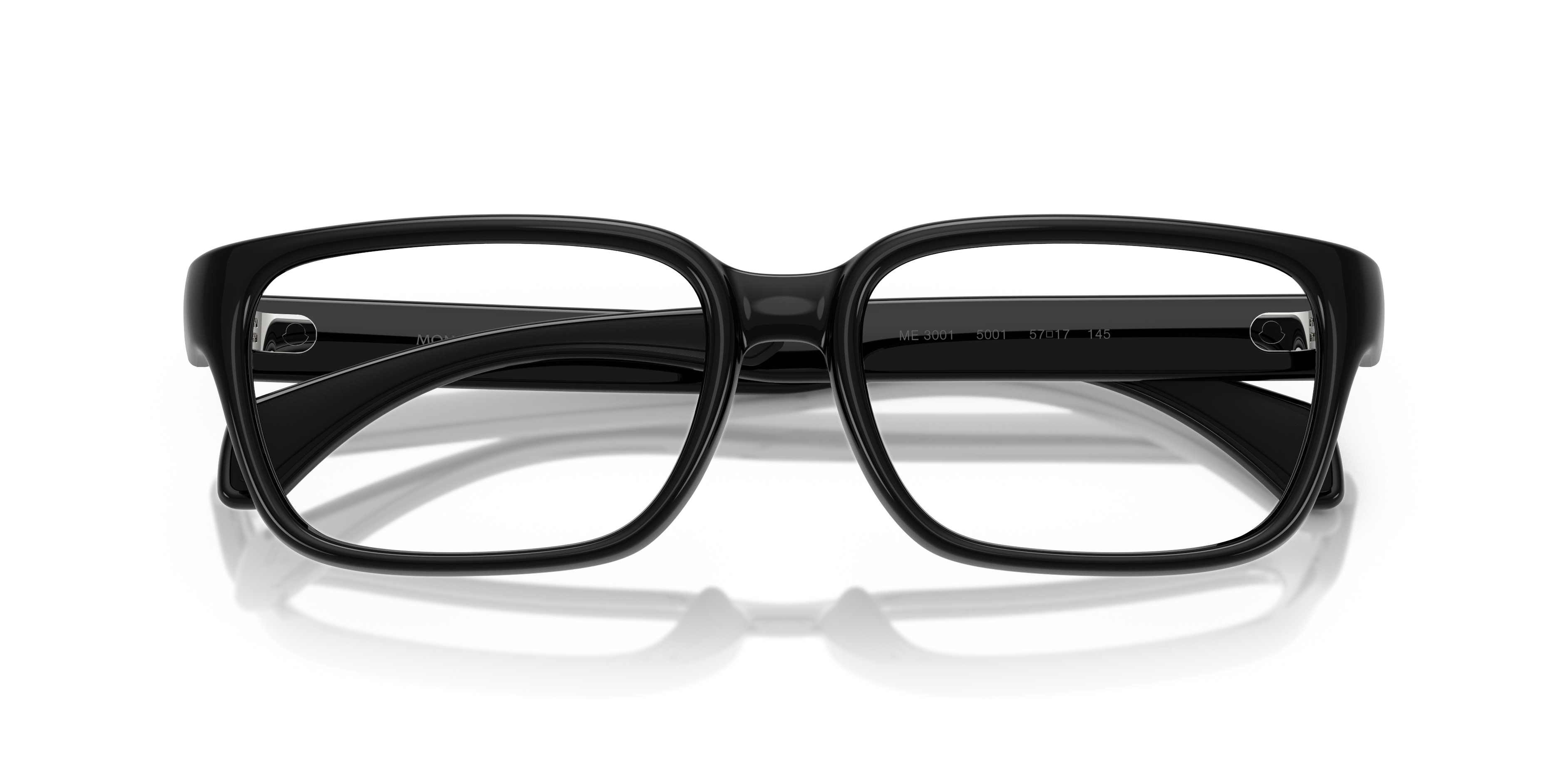 Moncler Unisex Moncler ME3001 5001 Monturas ópticas Inyectado Negro Transparente Cuadrada Norma