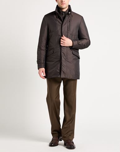 Man Coat Dark brown Size 38 Polyamide, Polyurethane