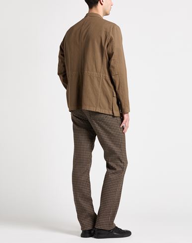 Man Blazer Khaki Size 46 Cotton, Linen, Elastane