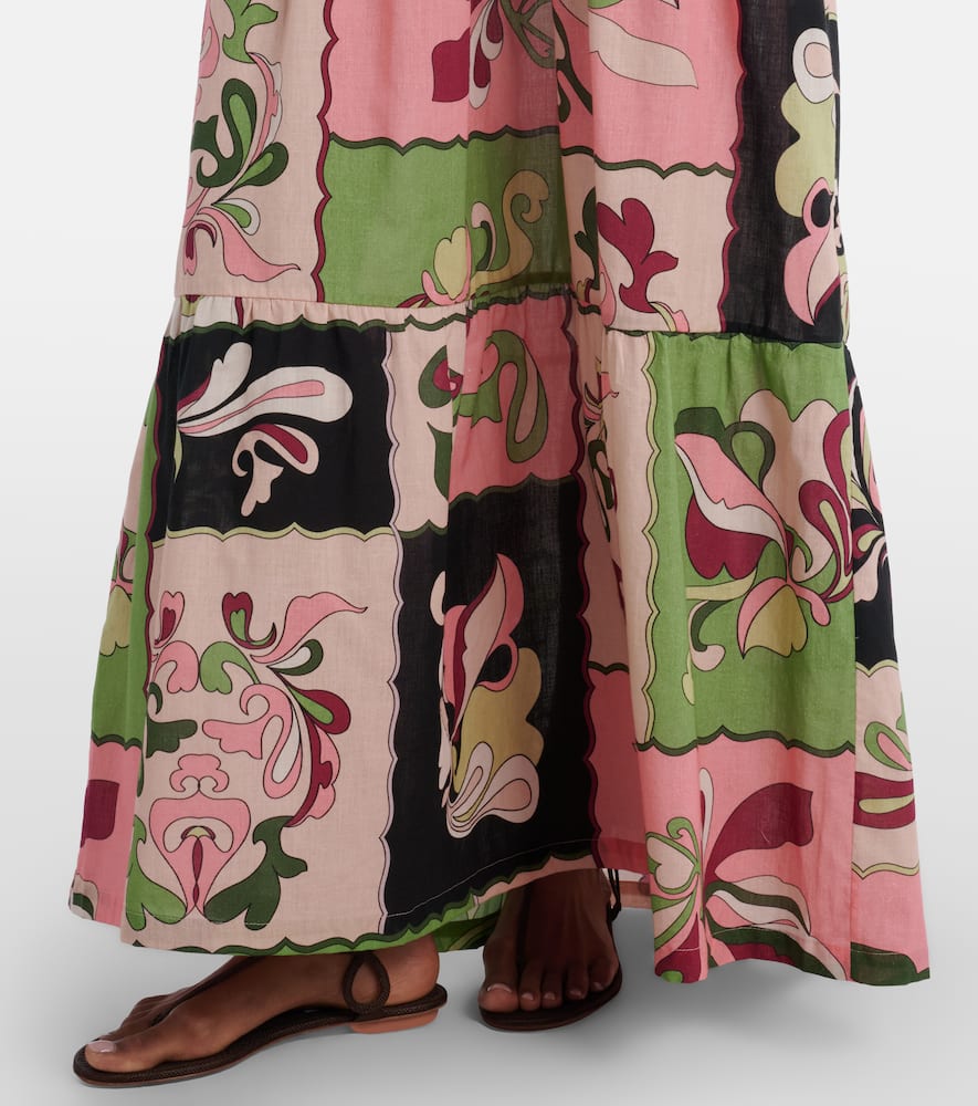 Printed off-shoulder cotton maxi dress