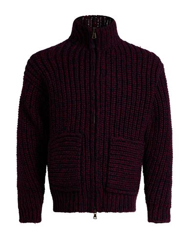 Man Cardigan Plum Size L Virgin Wool, Polyamide