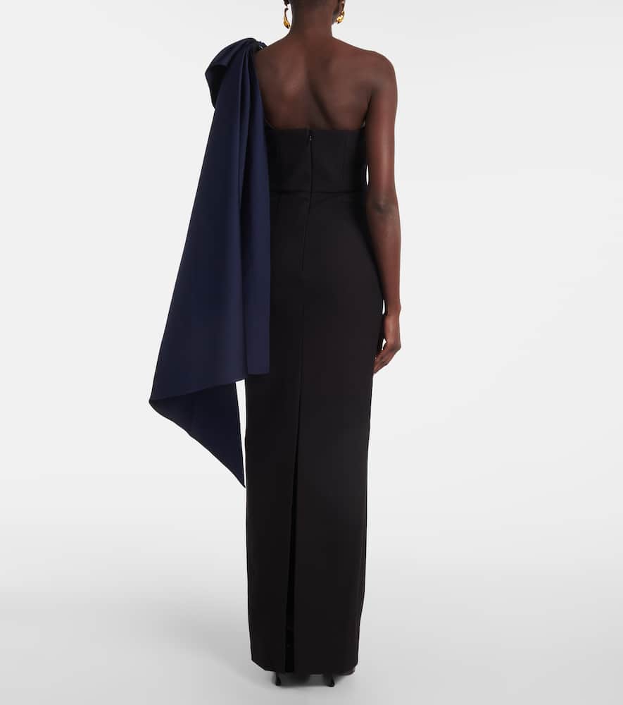 Bow-detail draped taffeta gown