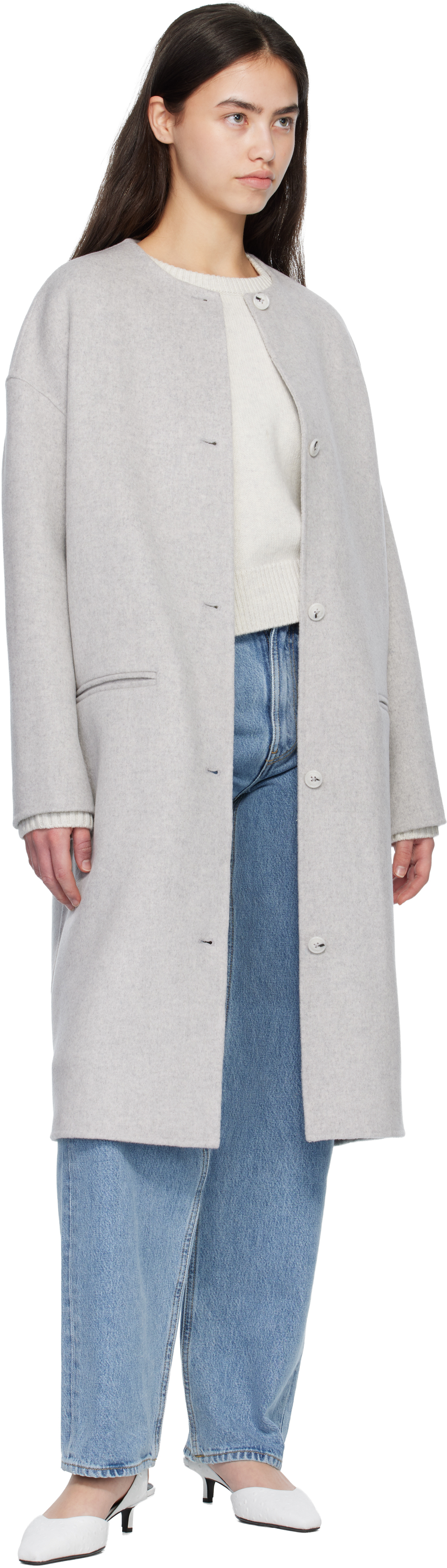 Gray KERRY Wool Cashmere Drap Oval Coat