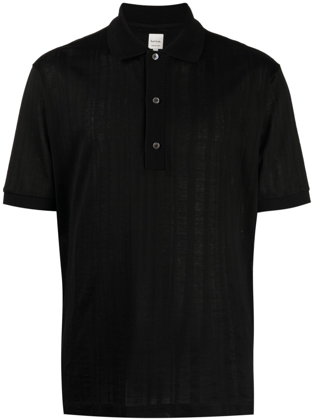 Striped organic-cotton polo shirt - Black
